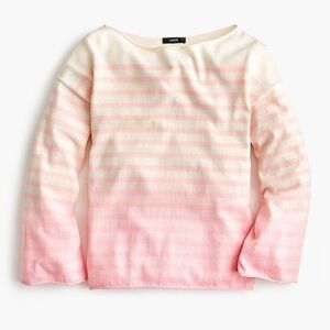 J. Crew Pink and White Dip Dyed Striped Top